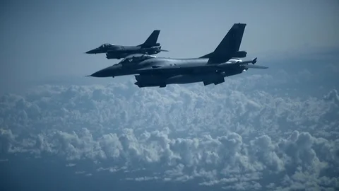 Two fighters pose in the frame Video stock 116174317