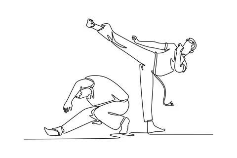 Two figures in a Capoeira exchange Stock Illustration
