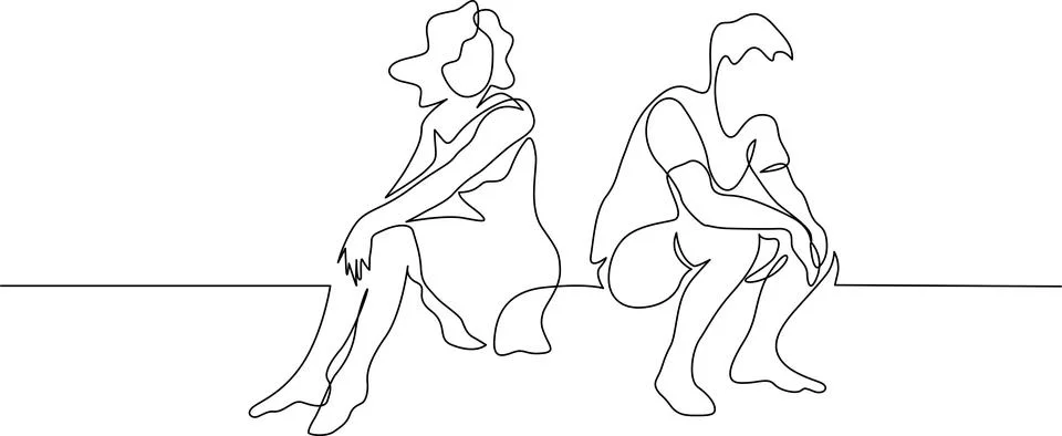 Two figures in contemplative pose Vector 스톡 일러스트