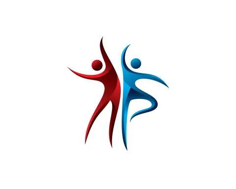 Two figures dancing together in 3d style Stock Illustration