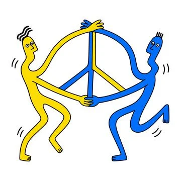 Two figures embracing a peace symbol Stock Illustration