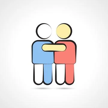 Two figures hugging each other symbolizing friendship, love and community Stock Illustration