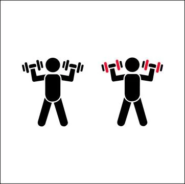 Two figures lifting dumbbells in a distinctive silhouette style Stock Illustration