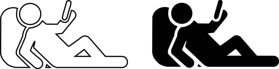 Two figures one outline one silhouette watching mobile silhouette Stock Illustration