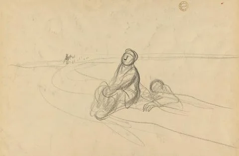 Two Figures on a Road (verso), c. 1919. Jean Louis Forain (French, 1852-193.. Stock Illustration