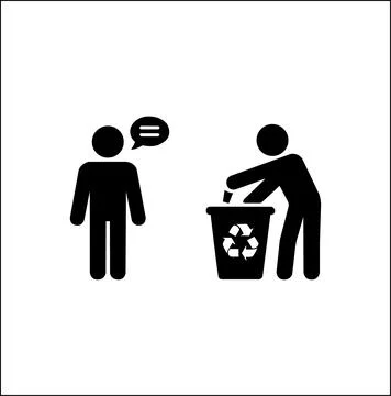 Two figures in silhouette one speaking and the other discarding trash Stock Illustration