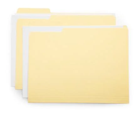 Two file folders with papers isolated on white, top view Stock Photos