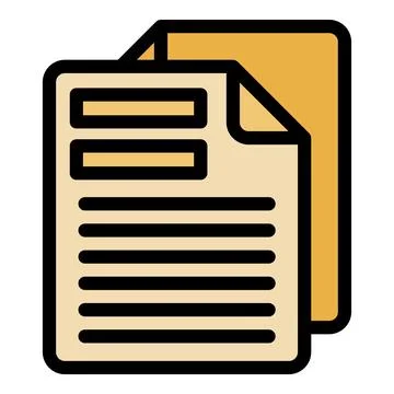 Two files representing documents with text and blank fields, office or busi.. Illustrazione stock