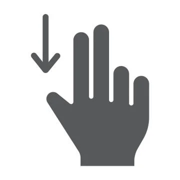 Two finger drag down glyph icon, gesture and hand, flick sign, vector graphics Stock Illustration