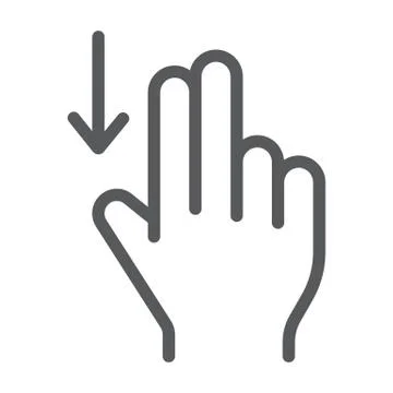 Two finger drag down line icon, gesture and hand, flick sign, vector graphics, a Stock Illustration