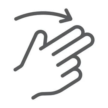 Two finger flick right line icon, gesture and hand, swipe sign, vector graphics Stock Illustration