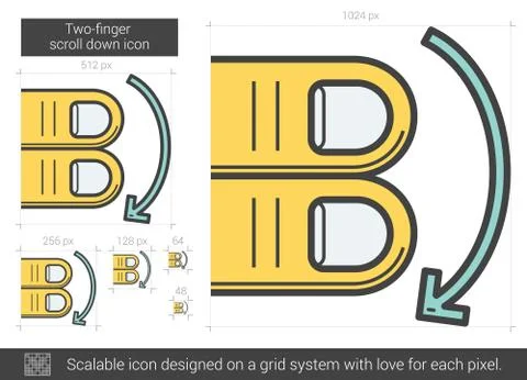 Two-finger scroll down line icon イラスト素材