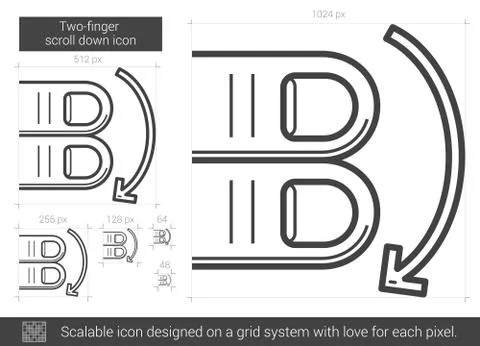 Two-finger scroll down line icon イラスト素材