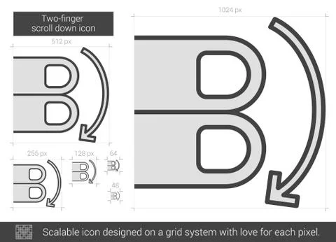 Two-finger scroll down line icon イラスト素材