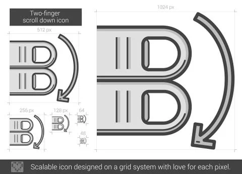 Two-finger scroll down line icon イラスト素材