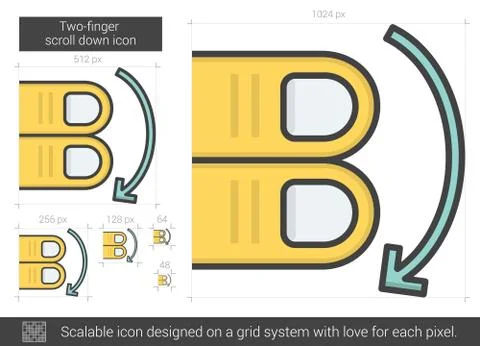 Two-finger scroll down line icon イラスト素材