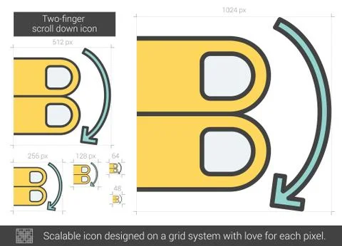 Two-finger scroll down line icon イラスト素材