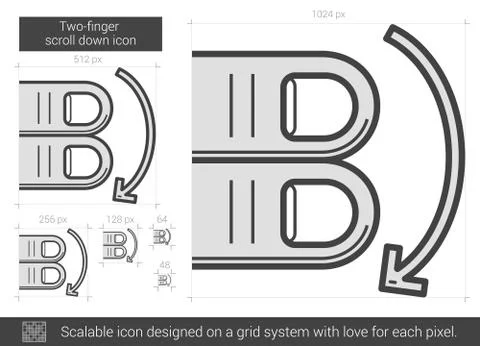 Two-finger scroll down line icon イラスト素材