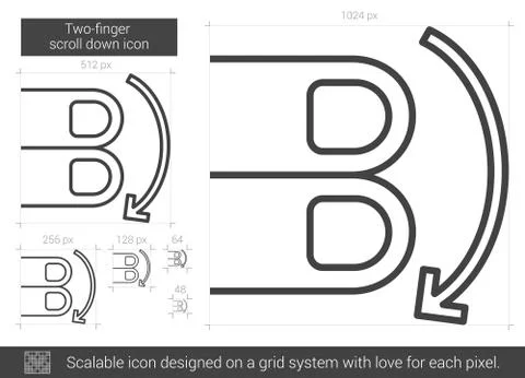 Two-finger scroll down line icon. イラスト素材