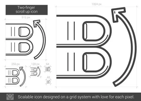 Two-finger scroll up line icon イラスト素材