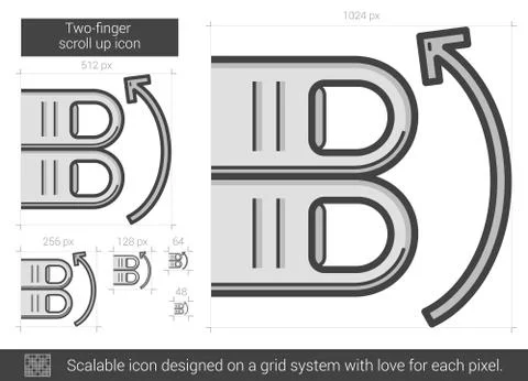 Two-finger scroll up line icon イラスト素材