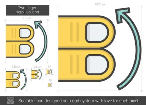 Two-finger scroll up line icon イラスト素材