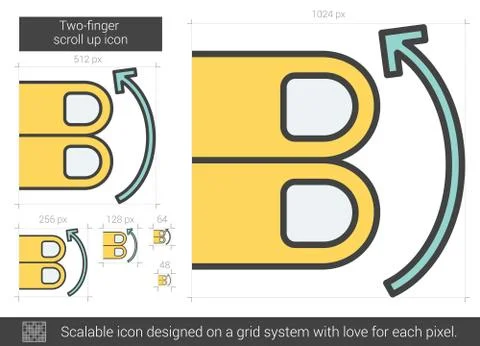Two-finger scroll up line icon イラスト素材