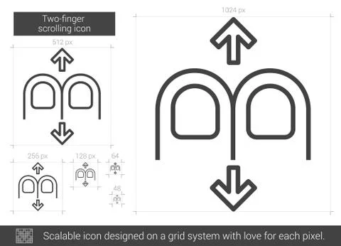 Two-finger scrolling line icon. イラスト素材