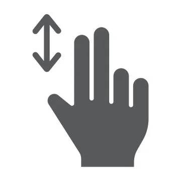 Two finger vertical scroll glyph icon, gesture and hand, press sign, vector Stock Illustration