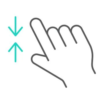 Two finger zoom out thin line icon, gesture and click, hand sign, vector Stock Illustration