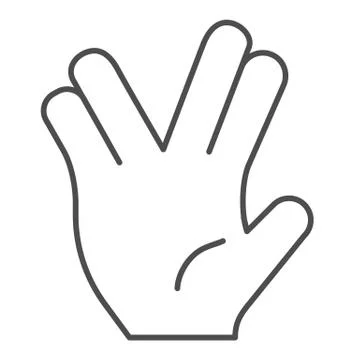 Two fingers divide gesture thin line icon. Hand with middle fingers separate Stock Illustration
