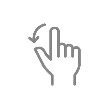Two fingers flick left line icon. Touch screen hand gesture symbol Stock Illustration