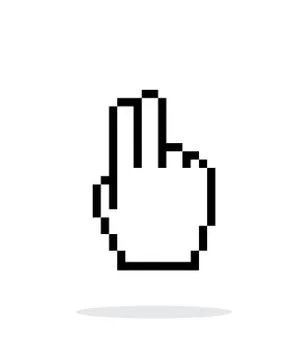 Two fingers. Pixel hand cursor icon on white background. Stock-Illustration