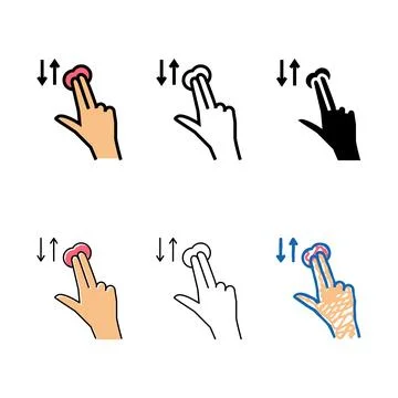 Two fingers swiping on smartphone series screen color icon vector 库存插图