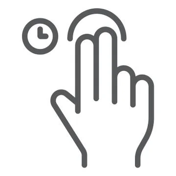 Two fingers touch and hold line icon, gesture and hand, swipe sign, vector Stock Illustration