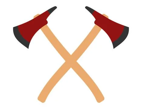 Two fire axes icon. Hatchet illustration symbol. Sign fireman's tool vector. Stock Illustration