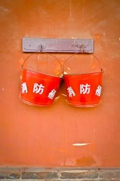 Two fire buckets Stock-Fotos