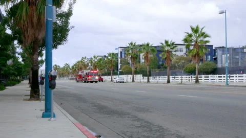 Two Fire Engines Passing With Lights On Stock Footage 237842906