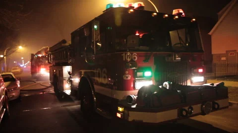 Two fire engines in smoke Stock Footage 42269572