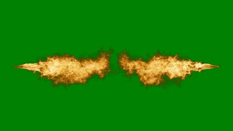 Two fire flames green background green screen animated chromakey background Stock Footage 314064544