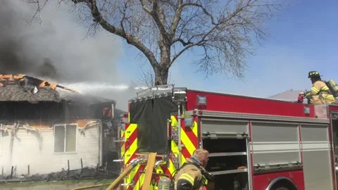 Two Firefighters Blast Fire  動画素材 171440157