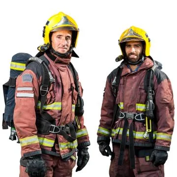 Two firemen isolated. Foto stock