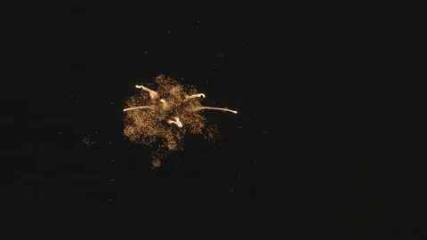 Two Fireworks go off in the dark of night 動画素材 78076696