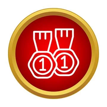 Two first place winner medals icon concept Stock Illustration
