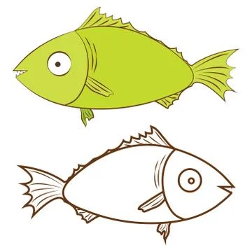 Two fish isolated on a white background, icon, herring - vector illustration Stock Illustration