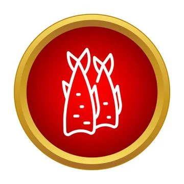 Two fish outline icon on red circle button Stock Illustration