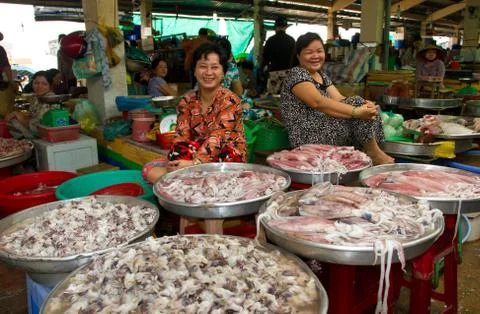 Two fish vendors Stock Photos