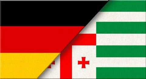 Two Flag Together on Fabric Texture. German and Adjarian flag in one Stock Illustration