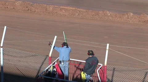 Two Flagmen At A Car Race 2 Video stock 19152827