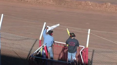 Two Flagmen At A Car Race Video stock 19152788